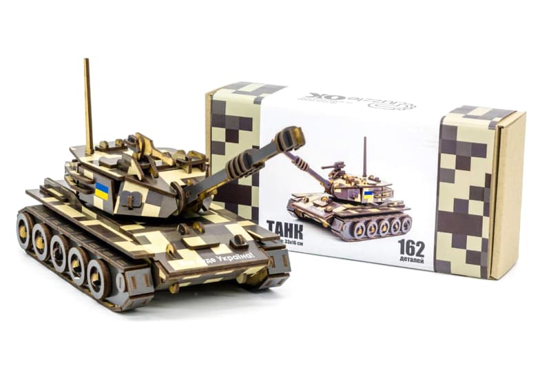 Конструктор 162-0074"Танк" дерев'яний, 162 дет.,р.33x16 см PuzzleOK