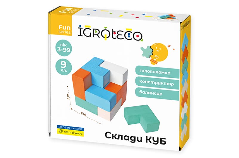 Головоломка-конструктор-балансир "Склади КУБ" 9 дет. 900170 IGROTECO