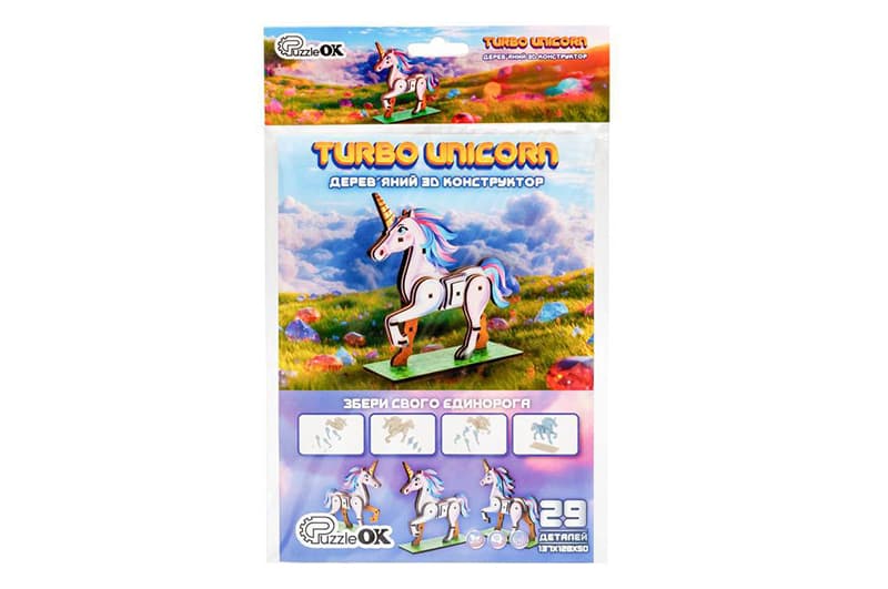 Конструктор 3D Puz-00970, дерев'яний"Turbo Unicorn" PuzzleOk