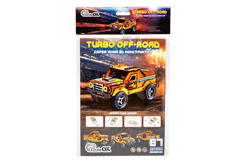 Конструктор 3D Puz-00972"Turbo off-road", дерев'яний PuzzleOk