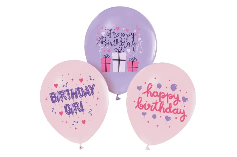 Повітряні кульки "Birthday Girl" асорті ТМ "Твоя Забава" 25шт