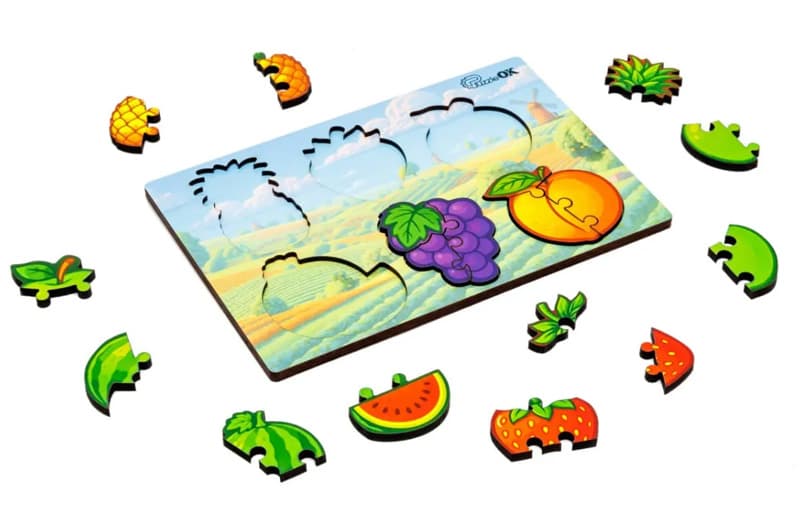 Сортер А5 "Розумний світ.Веселі фрукти" Puz-88749 дерев'яний PuzzleOk, фото 2