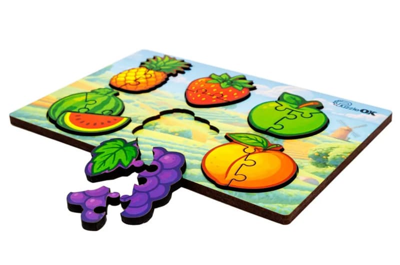 Сортер А5 "Розумний світ.Веселі фрукти" Puz-88749 дерев'яний PuzzleOk, фото 3