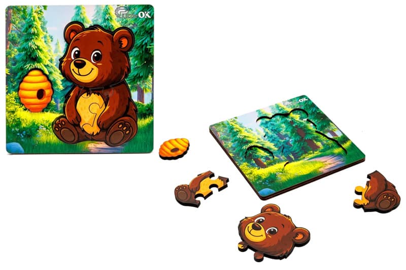 Сортер А6 "Лісовий ведмедик" Puz-88754 дерев'яний PuzzleOk