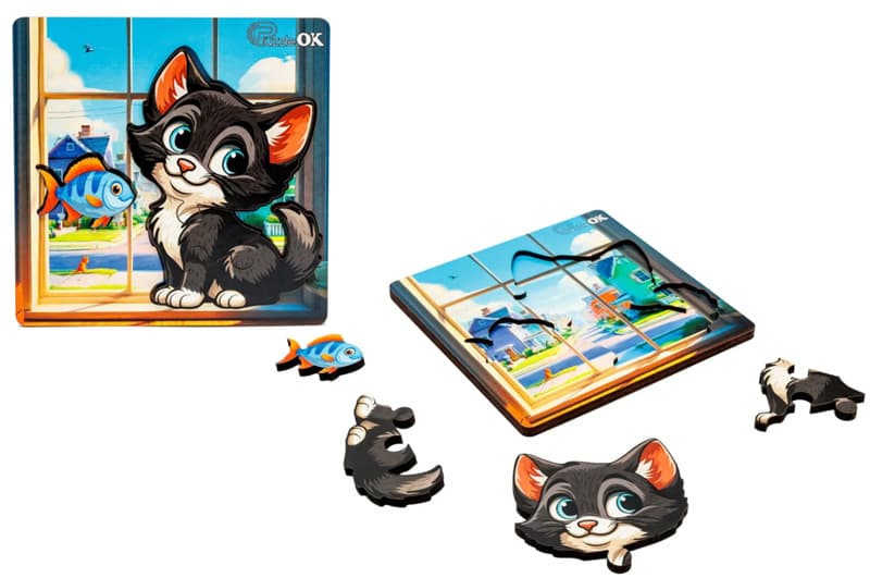 Сортер А6 "Допиливий котик" Puz-88751 дерев'яний PuzzleOk