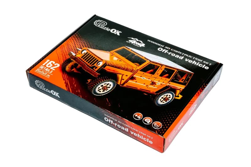 Конструктор Puz-25162 "Джип Wrangler" дерев'яний, розмір 25х11х11 см PuzzleOk, фото 2