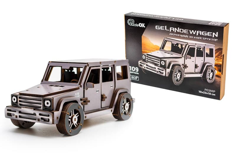 Конструктор Puz-26914 "Gelandewagen" дерев'яний, 109 дет., р.33х16 см PuzzleOK