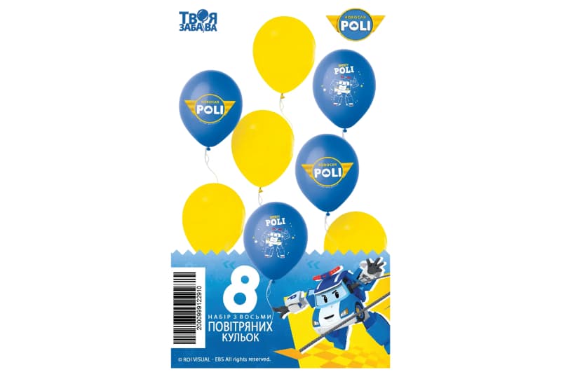Набір з 8 повітряних кульок 21542 "Robocar POLI" ТМ "Твоя Забава"