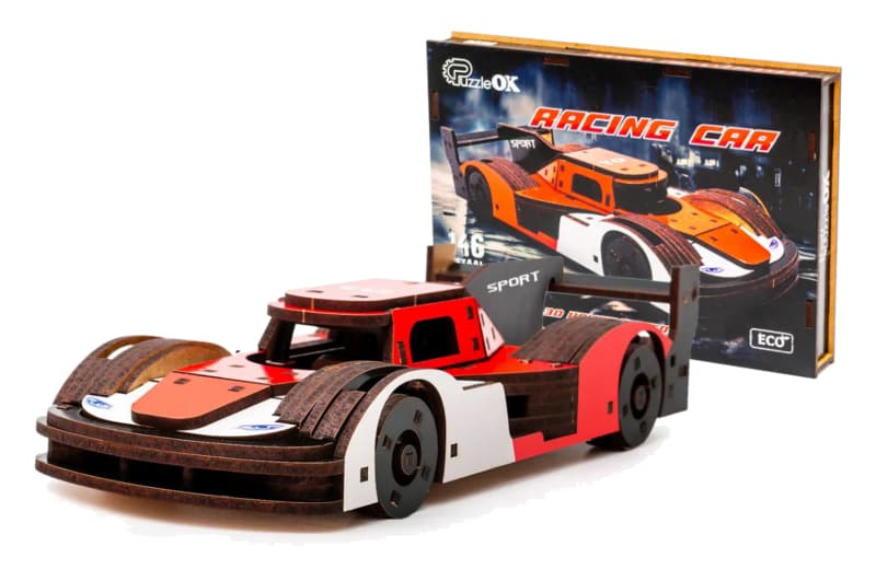Конструктор Puz-01037 "Racing Car" Порше дерев'яний, 146 дет., розмір моделі 22х9х5 см PuzzleOk