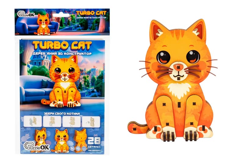 Конструктор дерев'яний Puz-00974" Turbo Cat" PuzzleOk