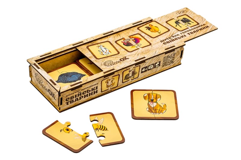 Головоломка дерев'яна  Puz-37351 "Свійські тварини" PuzzleOk, фото 2