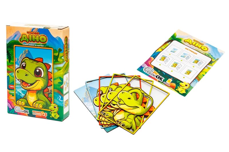 Картина пазл 3D Puz-40012 "Пригоди Діно" дерев'яна PuzzleOk