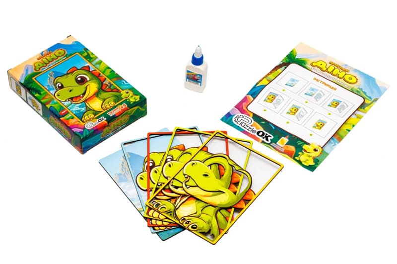Картина пазл 3D Puz-40012 "Пригоди Діно" дерев'яна PuzzleOk, фото 3