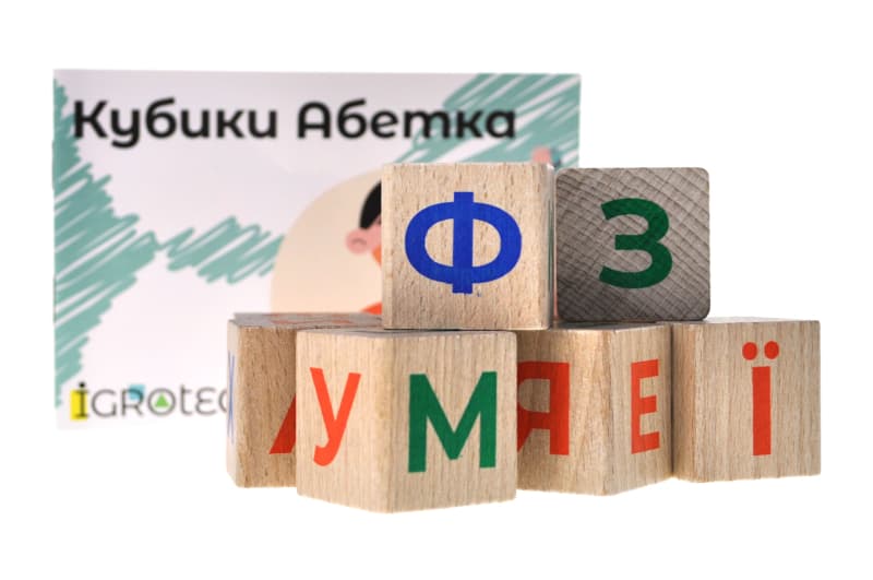 Кубики дерев'яні 900699 "Українська Абетка" 9 дет., в коробці 18x18x5 см. IGROTECO, фото 4
