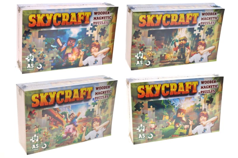 Дерев'яний магнітний пазл "Skycraft" 20 елм., 4 види, А5, в коробці
