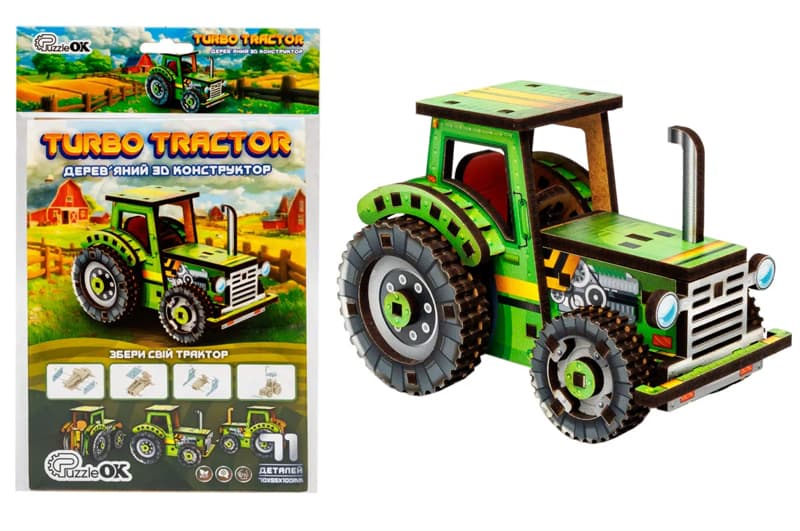 Конструктор дерев'яний Puz-00960 "Turbo Tractor" в кульку PuzzleOK