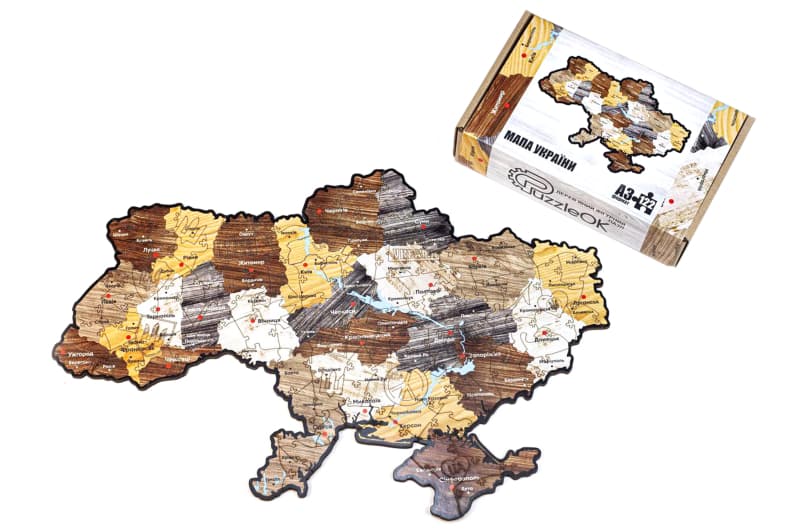 Пазл Puz A3-01210 "Мапа України" дерев'яний, фігурний PuzzleOK