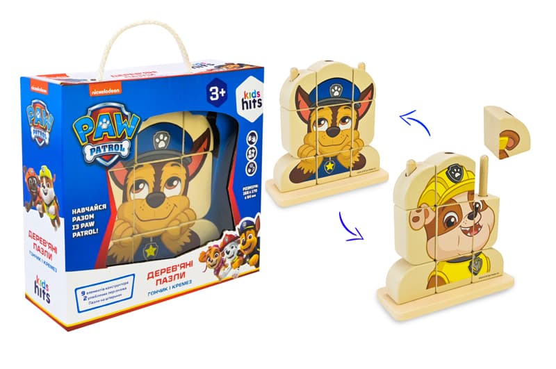 Дерев'яна іграшка Paw Patrol KH20/044 пазл-головоломка у коробці р.21x7.5x20 см KidsHits