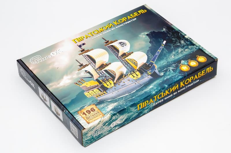 Дерев'яний 3D конструктор "Піратський корабель" Puz-00928 р.34*27*9см PuzzleOk, фото 4
