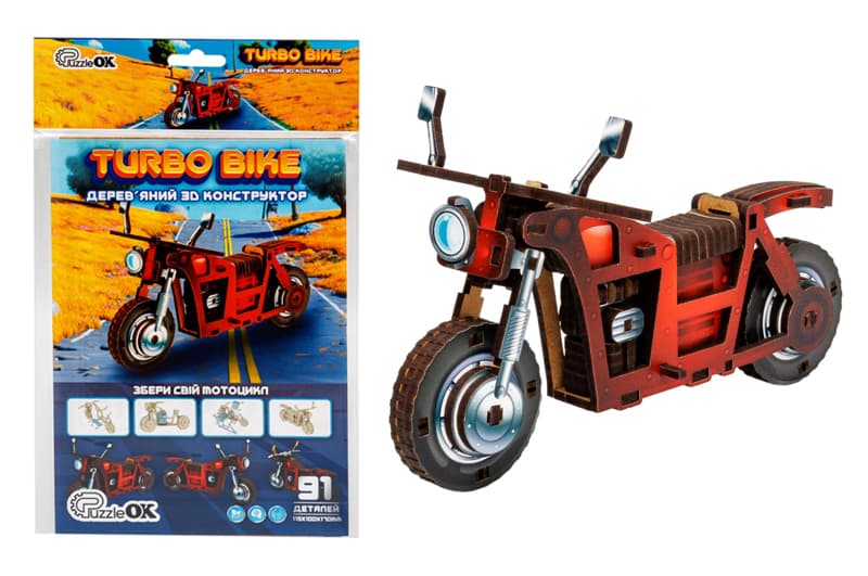 Конструктор дерев'яний Puz-00961"Turbo Bike" в кульку PuzzleOK