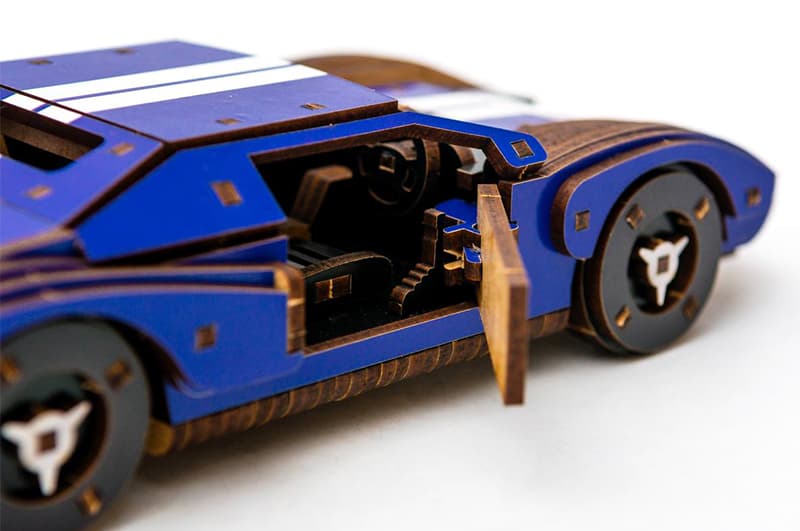 Конструктор Puz-26915"Fast Car GT" дерев'яний, 164 дет., синій, розмір моделі 23х6х11 см PuzzleOk, фото 2