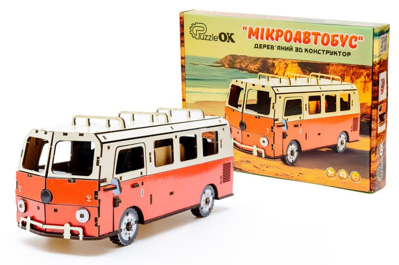 Конструктор "Мікроавтобус" Puz-00926, дерев'яний р.29,7x13,2x11,8см PuzzleOk
