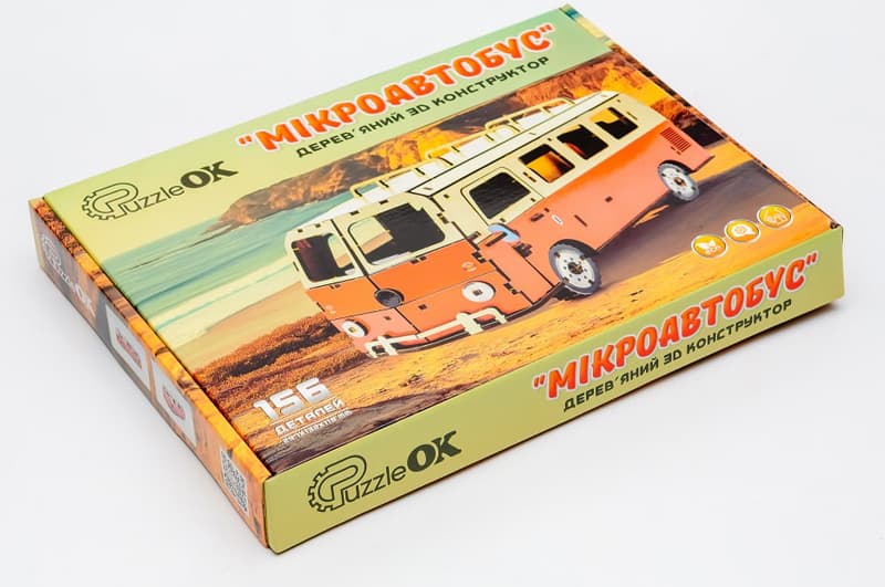 Конструктор "Мікроавтобус" Puz-00926, дерев'яний р.29,7x13,2x11,8см PuzzleOk, фото 2