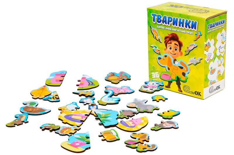 Пазл магнітний Puz-22930 "Тваринки", дерев'яний PuzzleOk