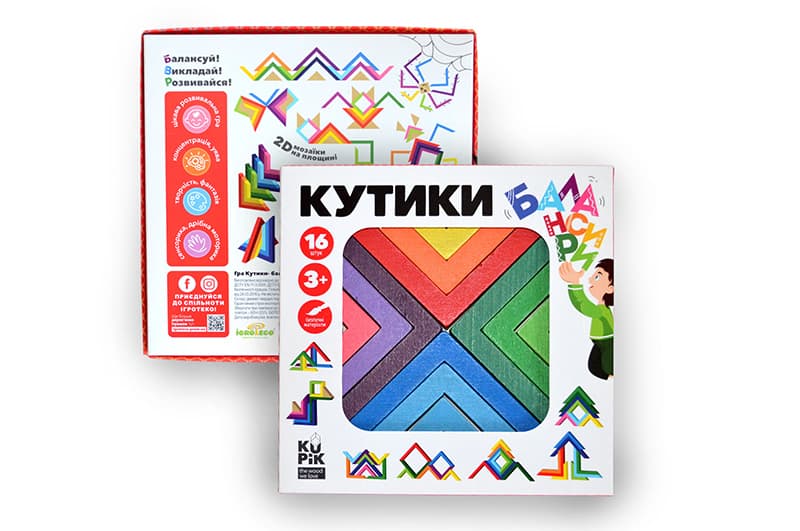 Дерев’яна гра «Кутики-балансири», 16 деталей, IGROTECO 900095