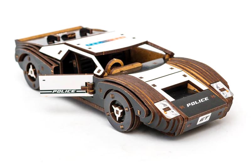 Конструктор Puz-26916 "Fast Car GT" дерев'яний, 164 дет., поліція, розмір моделі 23х6х11 см PuzzleOk, фото 5