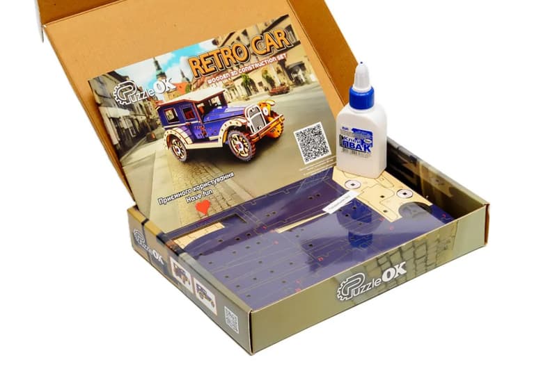 Конструктор Puz-00955 Retro car, дерев'яний PuzzleOK, фото 2