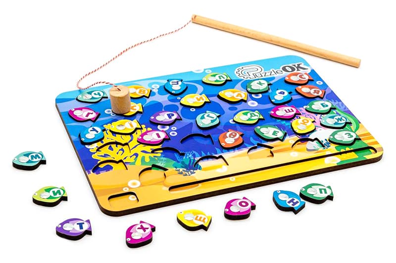 Риболовля-Абетка АртА4-40272, дерев'яна розмір 26.5х18.5х2.5 см PuzzleOk
