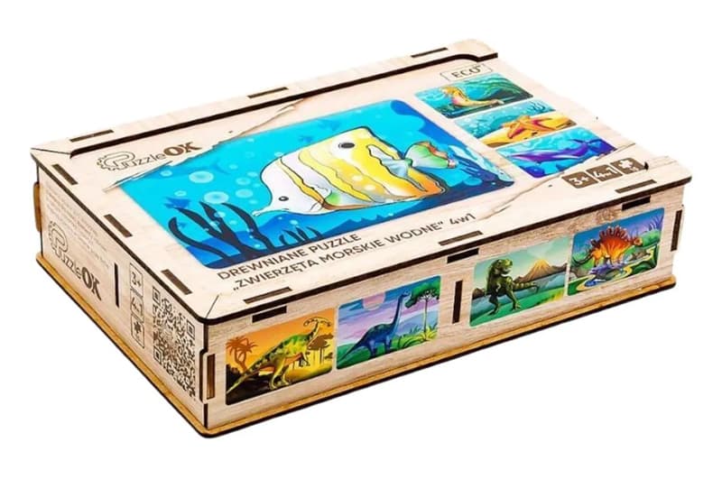 Дерев’яний пазл 4 в 1 PuzzleOK «Морські жителі», 15 елементів, фото 4