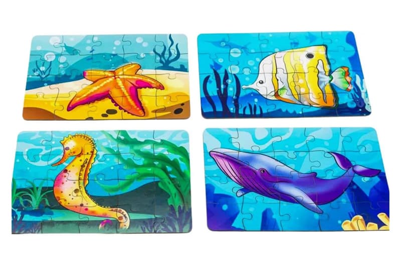 Дерев’яний пазл 4 в 1 PuzzleOK «Морські жителі», 15 елементів, фото 3