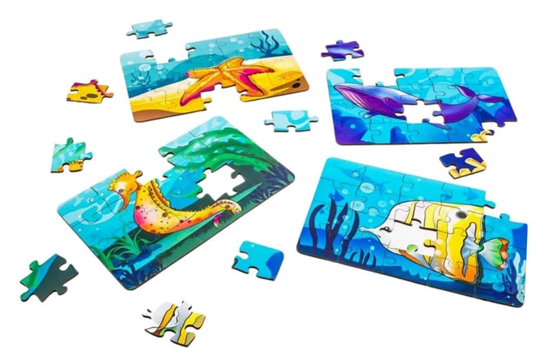 Дерев’яний пазл 4 в 1 PuzzleOK «Морські жителі», 15 елементів, фото 6