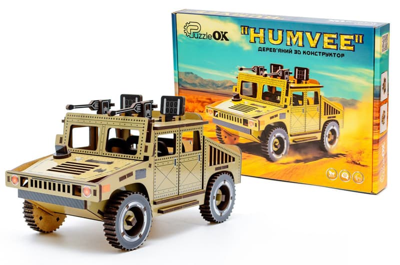 Конструктор Puz-00927 "HUMVEE" дерев'яний, р.22х11х12,5см PuzzleOk