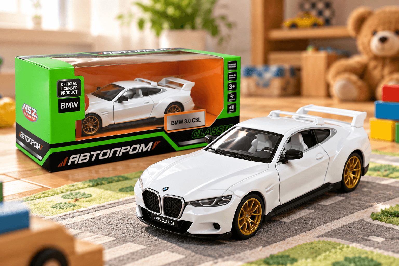 Металева машинка BMW 3.0 CSL АВТОПРОМ у масштабі 1:34