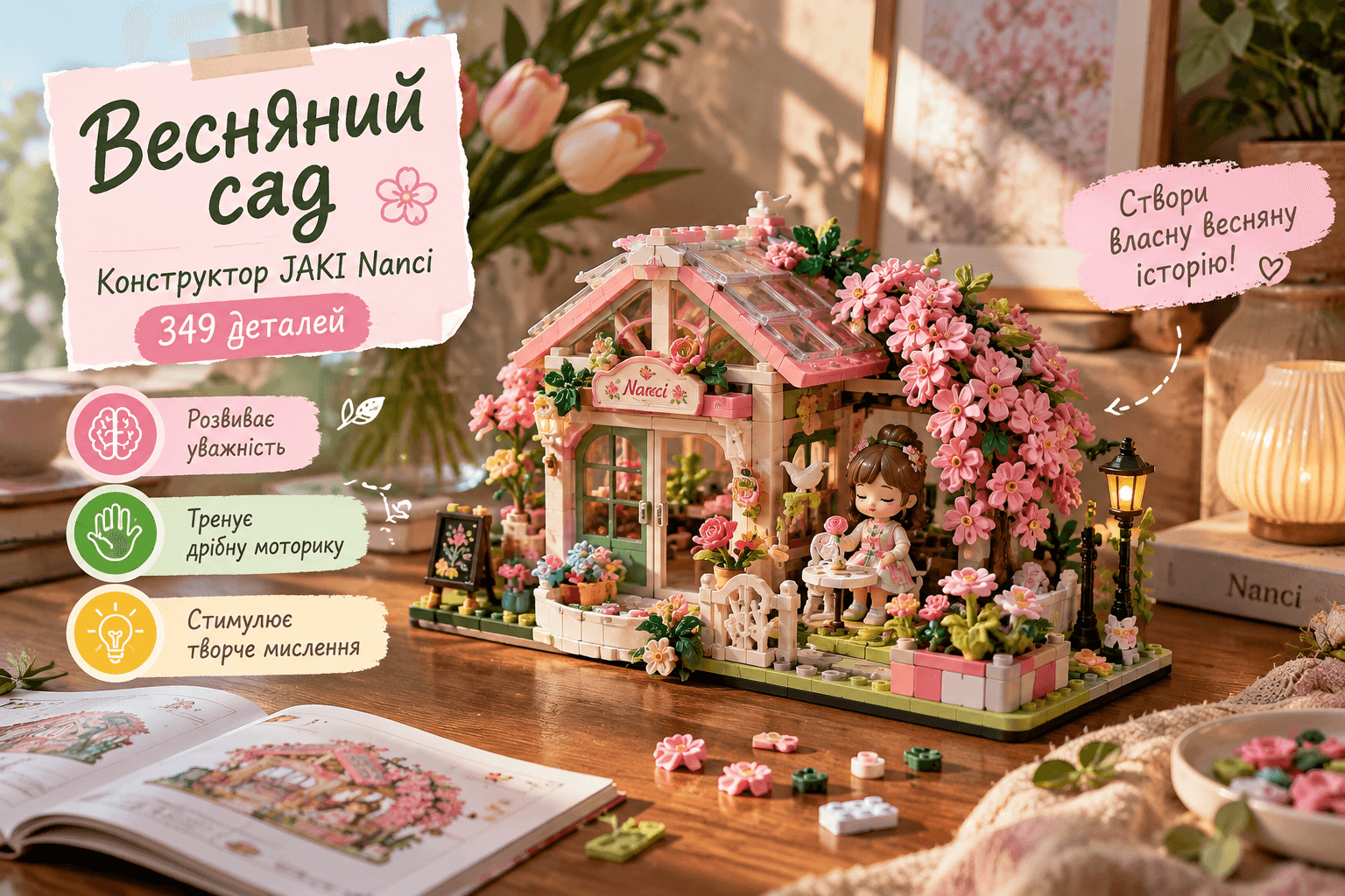 Конструктор JAKI Nanci «Весняний сад», 349 деталей