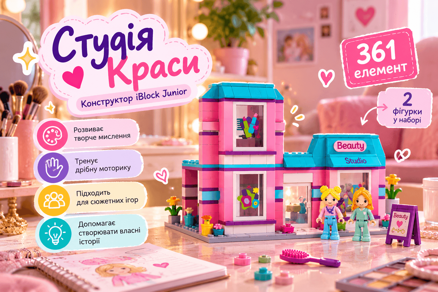 Конструктор iBlock Junior «Студія Краси», 361 елемент