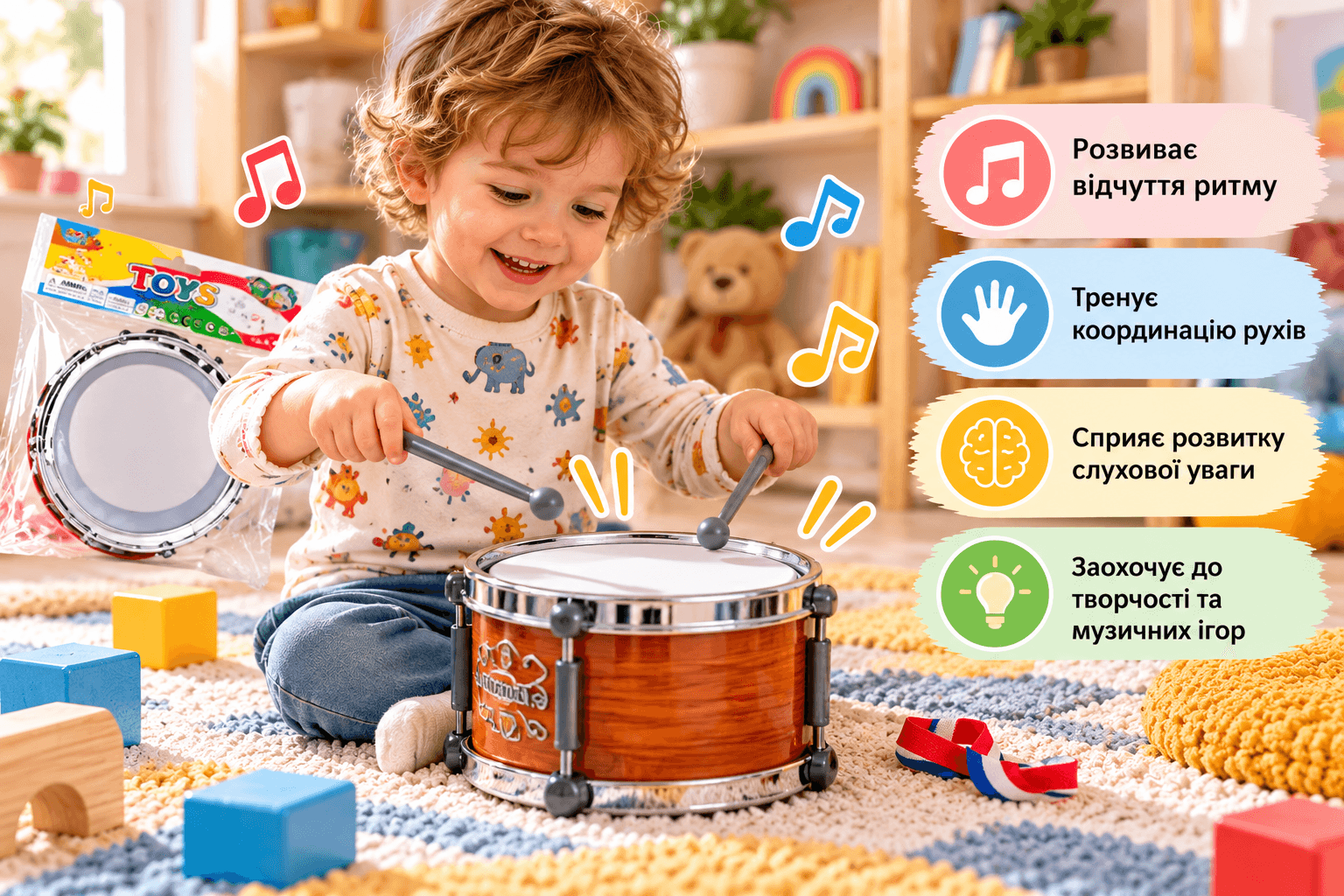 Дитячий барабан JD355D YG Toys для музичних ігор