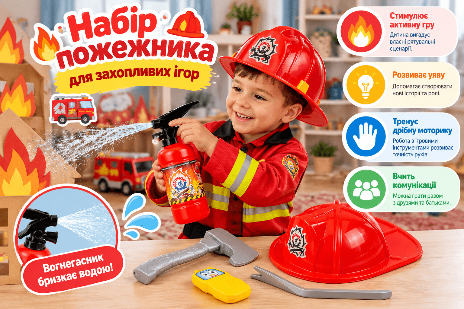 Дитячий набір пожежника Технок з вогнегасником
