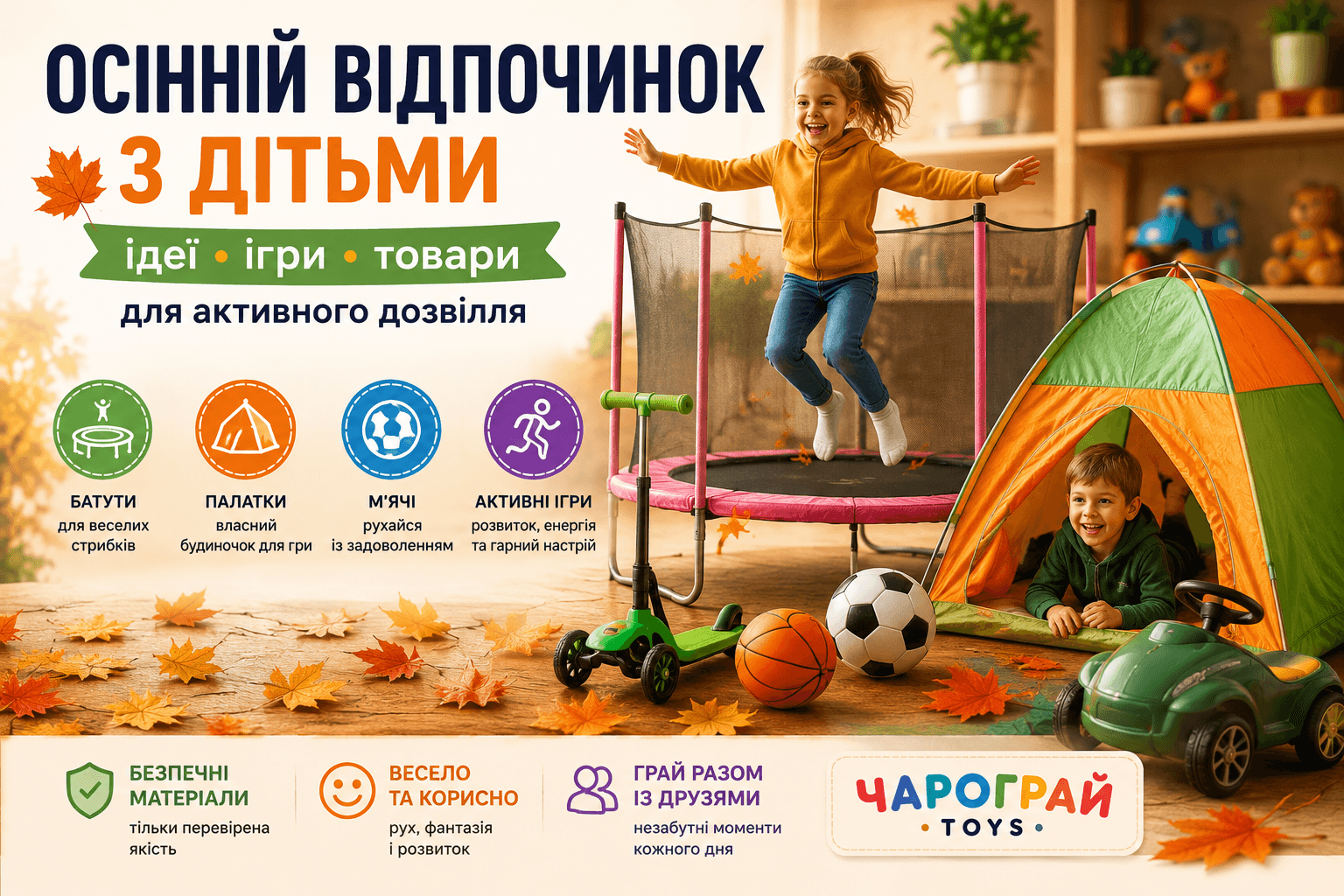 🍂 Осінній відпочинок з дітьми: ідеї для активних ігор