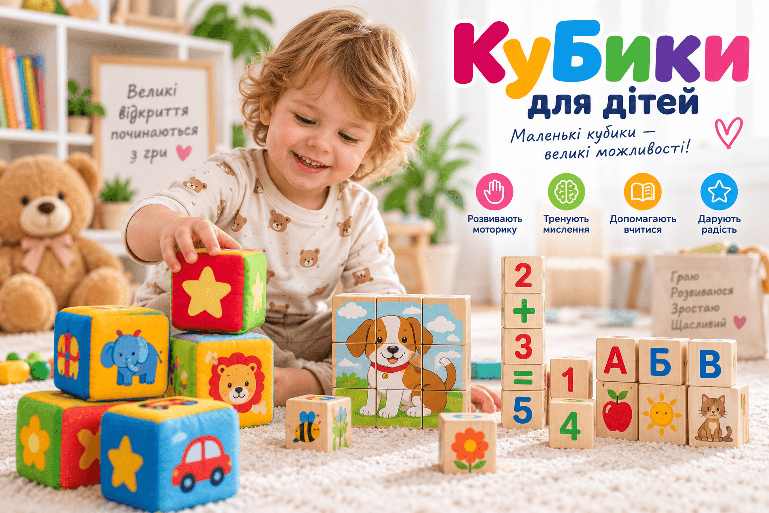 Кубики для дітей для розвитку моторики та координації