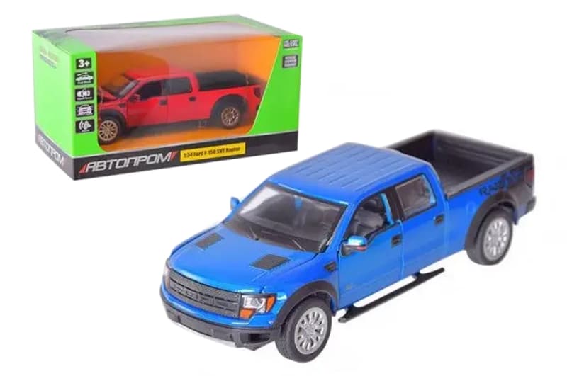 Машина металева 68363 Ford F-150 SVT Raptor, 1:34 на батарейках, світло, звук, відкриваються двері, в коробці 20 x11x10 см Автопром"