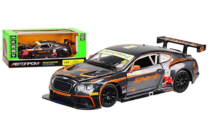 Машина металева 68267A 1:24 "Bentley Continental GT3 Concept", батарейки, світло, звук, відкриваються двері, капот,багажник, коробка 24,5x12x10 см АВТОПРОМ