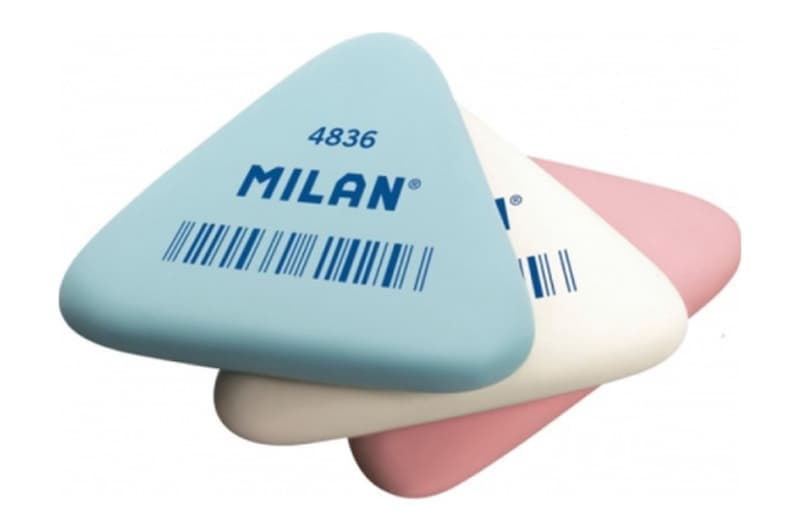 Гумка трикутна TM MILAN CNM4836B картонна упаковка, мікс