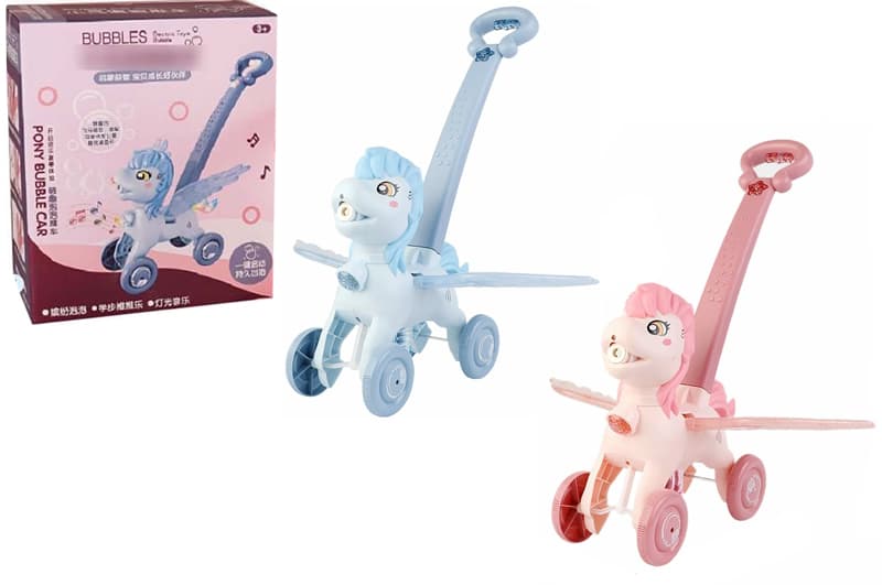 Бульбашкова машина-каталка «Коник» YG TOYS з ручкою, на батарейках