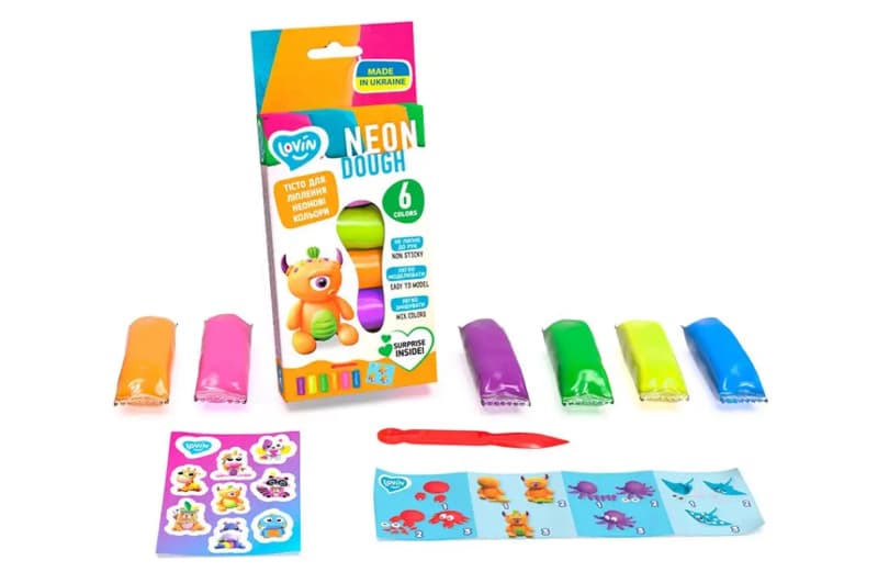 Набір для ліплення з тістом 41197 "Neon Assorted" 6 кольорів LOVIN