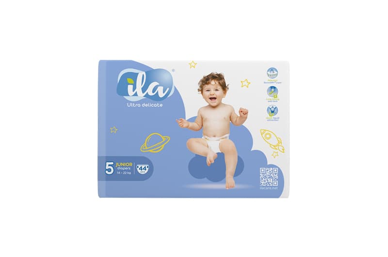 Підгузники ILA Ultra Delicate 5 Junior, 14–22 кг, 44 шт.