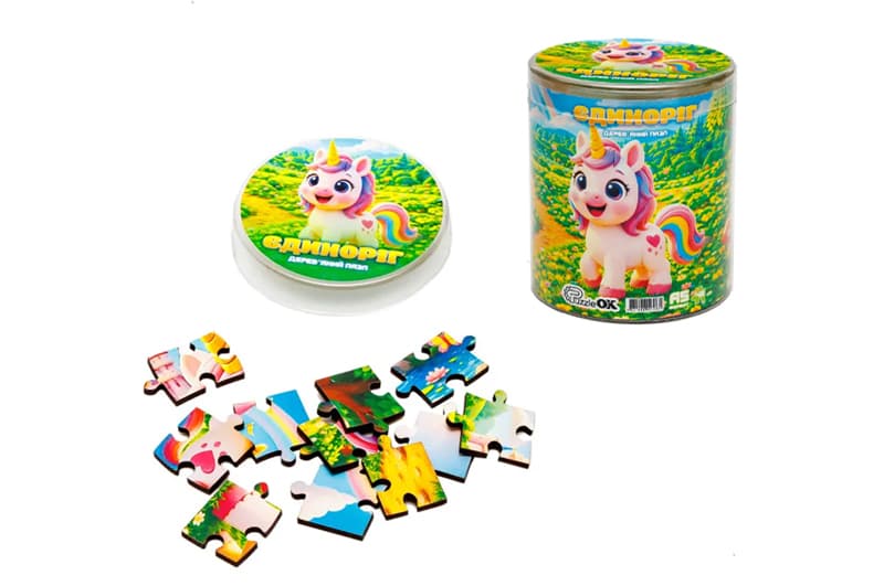 Пазл дерев'яний Puz-05002 Єдиноріг, А5 в тубусі PuzzleOk